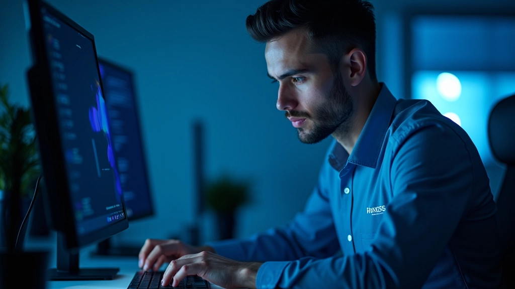 Professionista tecnico che lavora su diagnostica del sistema al computer