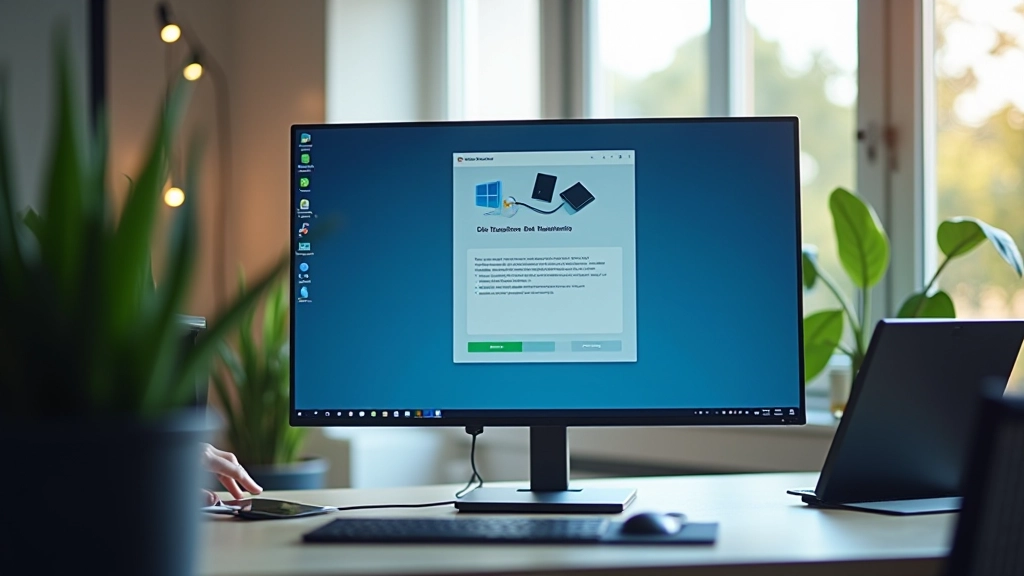Monitor che mostra processo di installazione Windows con barra di avanzamento visibile