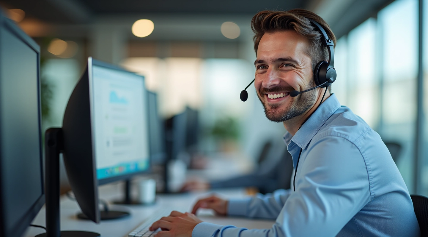 Tecnico che fornisce supporto remoto a un cliente tramite computer
